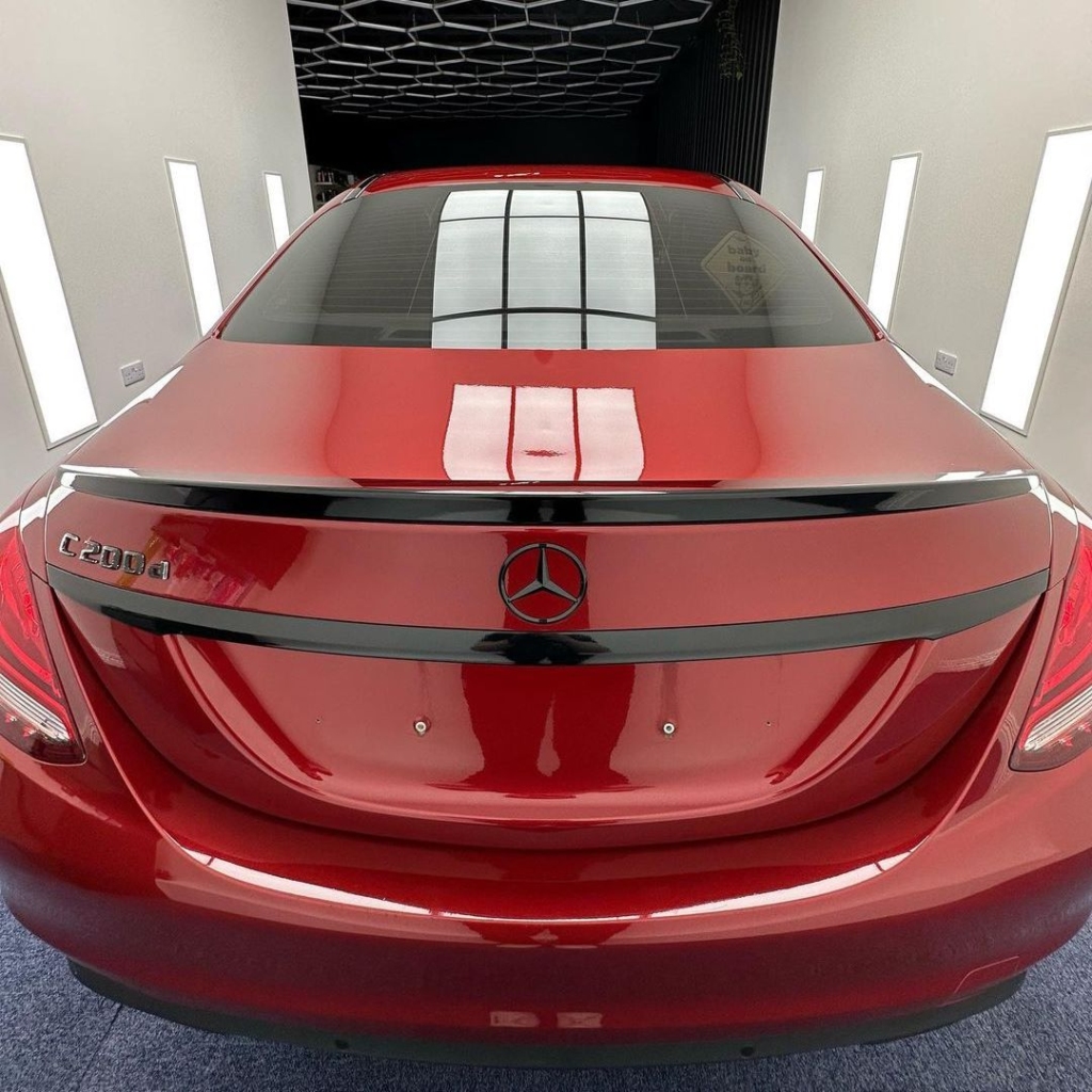 High-definition reflections and 9H hardness on a new vehicle treated at our Longford detailing workshop.