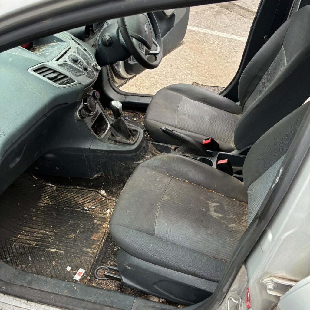 Heavily soiled cloth seats and muddy carpets in Clarina, North Limerick prior to Full Valet hot-water extraction.