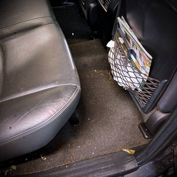 Pre-valet interior showing dirty carpets and soiled rear seat bench before a Mini Valet on a Rathkeale private vehicle at AG Valeting & Detailing in Kilcornan.