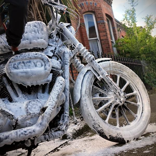 Comprehensive shampoo and soap wash by Auto Refined (Car Valet Hero Dublin & Louth) on a performance motorcycle during mobile detailing in Dublin City, Drogheda and Dundalk.