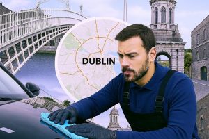 An Invi PDR Valeting & Detailing technician polishes a car.