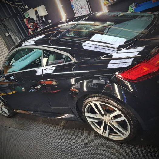 Black car getting Paint correction at Car Valet Hero Dunshaughlin, GK Valeting & Detailing, Growtown, Dunshaughlin, Co. Meath, near Dublin