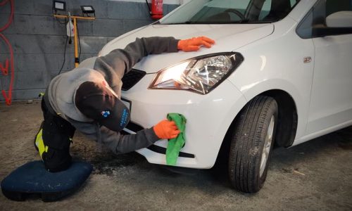 Tar removal, clay-out and hand polishing as part of a Full car valet at Car Valet Hero Mullingar, Mullingar Valeting Centre
