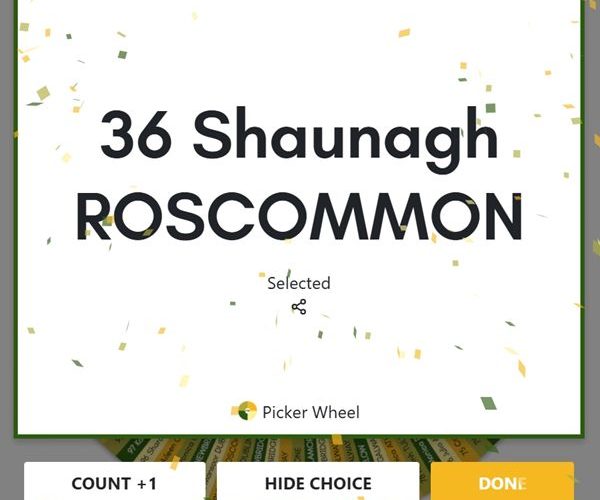 Winner of draw 1 for €100 gift voucher - numbers 1 to 100