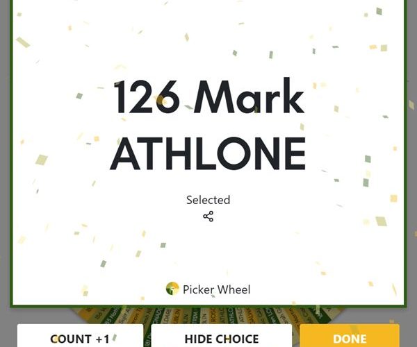 Winner of draw 2 for €100 gift voucher - numbers 101 to 200